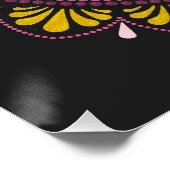 Poster Elégant Mandala d'or rose, Boho Zen Dot Art Flower (Coin)