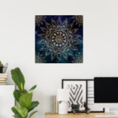Poster Elégant Mandala Gold Blue Galaxy (Bureau à domicile)