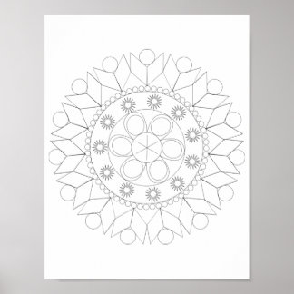 Poster - Elegant Mandala Patroon naar Kleur