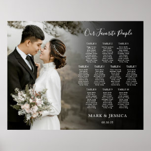 Poster Élégant mariage 10 table Seating Chart avec photo