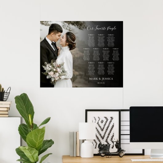 Poster Élégant mariage 10 table Seating Chart avec photo (Bureau à domicile)
