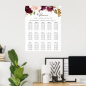 Poster Élégant Mariage Alphabétique Floral (Bureau à domicile)