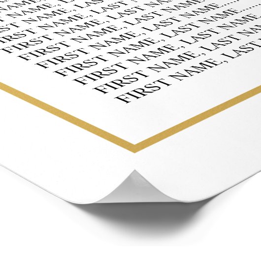 Poster Élégant Mariage Alphabétique Or (Coin)