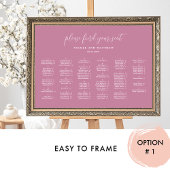 Poster Élégant Mariage alphabétique rose