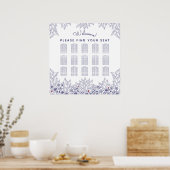 Poster Élégant Mariage bleu blanc (Cuisine)