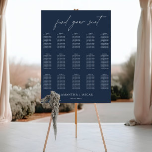 Poster Élégant Mariage bleu de la Marine