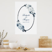 Poster Élégant Mariage bleu floral (Cuisine)