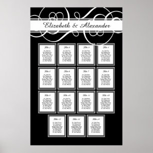 Poster Élégant Mariage classique 15 Table de siège graphi