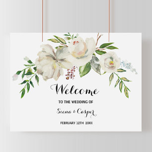 Poster Élégant Mariage d'accueil pour la pivoine blanche