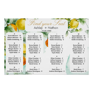 Poster Elégant Mariage d'aquarelle à fleurs et fruits