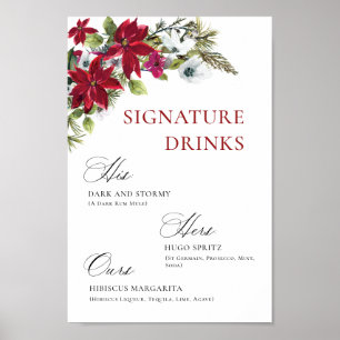 Poster Élégant Mariage de bar "Red Poinsettia" Mimosa