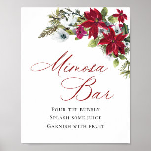 Poster Élégant Mariage de bar "Red Poinsettia" Mimosa