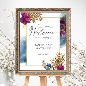 Poster Élégant Mariage de bienvenue céleste d'aquarelle