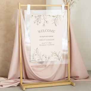 Poster Élégant Mariage de bienvenue Floral Moss Green