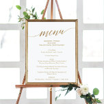 Poster Élégant Mariage de calligraphie or<br><div class="desc">Ce simple panneau de menu mariage de calligraphie or est parfait pour un mariage simple. Le design neutre est orné d'une affiche minimaliste ornée d'une typographie romantique et fantaisiste en feuille d'or. Personnalisez le panneau avec les options de menu, les noms, la date et l'emplacement du mariage. Remarque : Ce...</div>