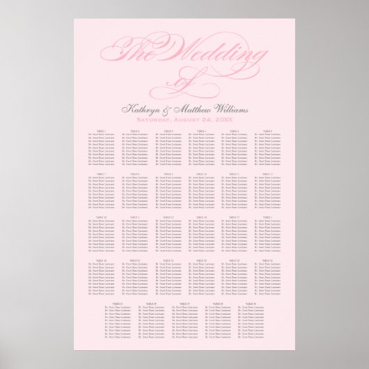 Poster Élégant Mariage de calligraphie rose (Devant)