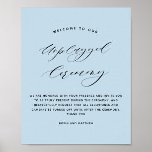 Poster Élégant Mariage de cérémonie débranché bleu Dusty
