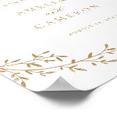 Poster Elegant Mariage de la feuille Botanique or Bienven (Coin)