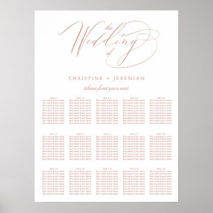 Poster Élégant Mariage de script de Rose blanche or assis