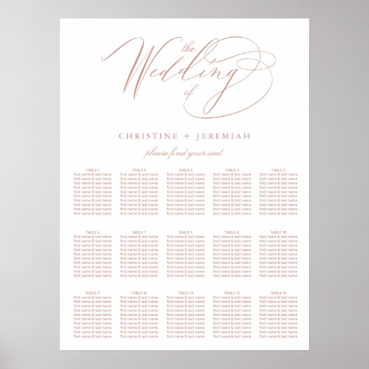 Poster Élégant Mariage de script de Rose blanche or assis (Devant)