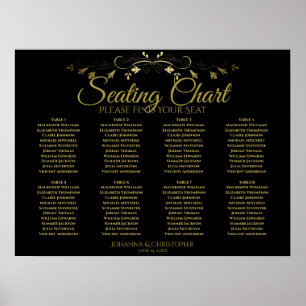 Poster Elégant Mariage de table Gold & Black 8