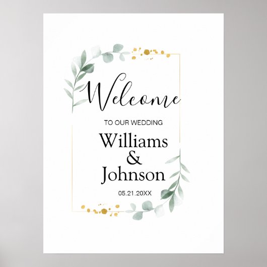 Poster Élégant mariage de verdure d'eucalyptus (Devant)