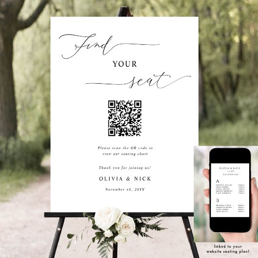 Poster Élégant Mariage du code QR Plan de siège Signer