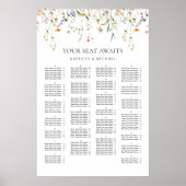 Poster Élégant Mariage Fleur sauvage Siège Alphabétique (Devant)