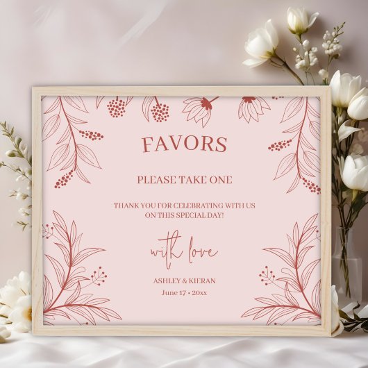 Poster Élégant mariage floral Faveurs Signer