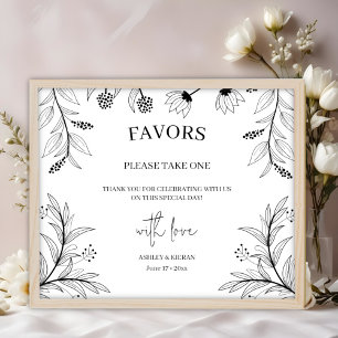 Poster Élégant mariage floral Faveurs Signer