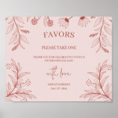 Poster Élégant mariage floral Faveurs Signer (Devant)