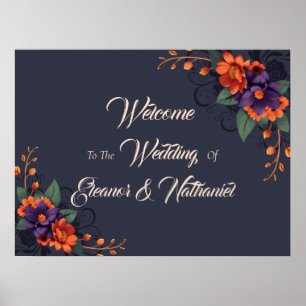 Poster Élégant Mariage gothique 3D floral