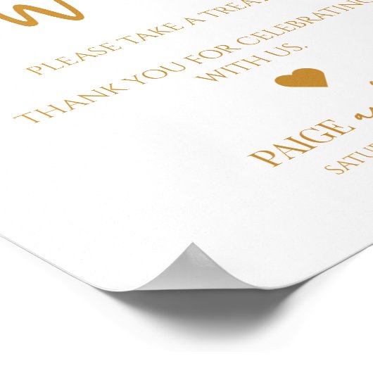 Poster Élégant Mariage L'Amour Est Douce Treat Panneau (Coin)