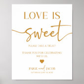 Poster Élégant Mariage L'Amour Est Douce Treat Panneau (Devant)