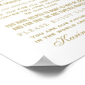 Poster Élégant Mariage Merci or Signal de message (Coin)