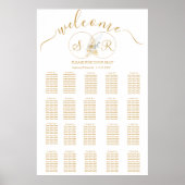Poster Élégant Mariage Monogramme Or (Devant)