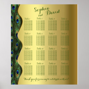 Poster Élégant Mariage Peacock Or