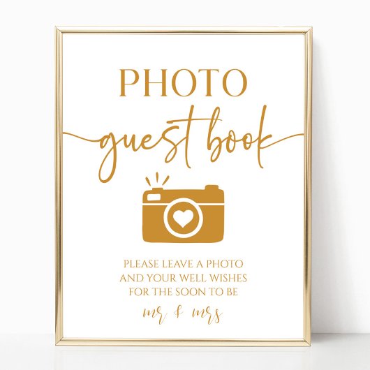 Poster Élégant mariage Photo Guest Book Panneau de table