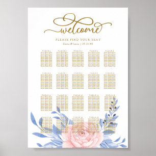 Poster Élégant Mariage rose floral rustique