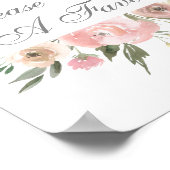 Poster Elégant Mariage rose floral S'il vous plaît prendr (Coin)