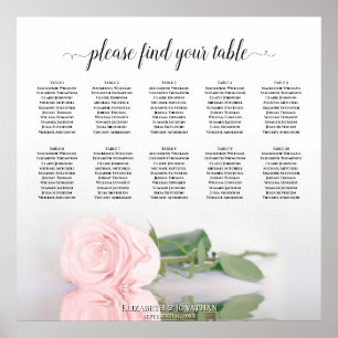 Poster Élégant Mariage rose rose 10 table