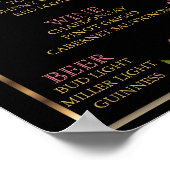 Poster Élégant Mariage rose Roses - Menu Bar (Coin)