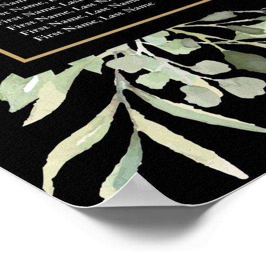 Poster Elégant Mariage Verdure Black Gold Seating Chart (Coin)