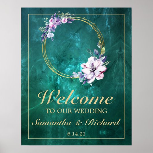 Poster Élégant Mariage vert (Devant)