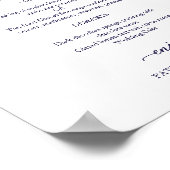 Poster Élégant Marine Bleu Script Mariage Menu Panneau (Coin)