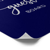 Poster Élégant Marine Blue Silver Mariage panneau d'invit (Coin)