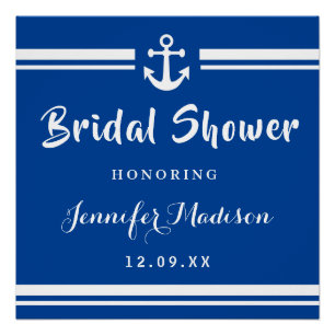 Poster Elégant Marine Nautique ancre nuptiale douche nupt