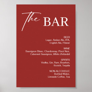 Poster Elégant Maroon Christmas Mariage Bar