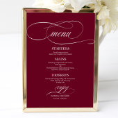 Poster Élégant Marsala de Bourgogne Mariage Menu Signe