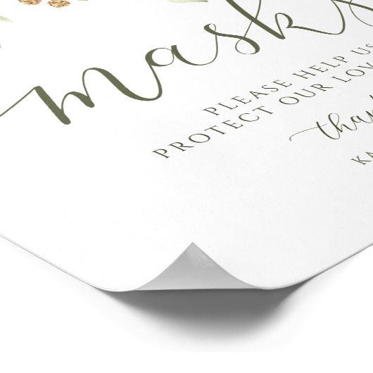 Poster Elégant Masque de Mariage Signal Verdure Foliage (Coin)